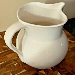 NEW 7.5" H Pottery Barn White Porcelain CHANTAL Pitcher Water Classic Serving